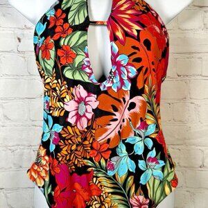 O'Neill Reina Tropical Santa Cruz Cut-Out Cheeky One-Piece Swimsuit Size XL $85